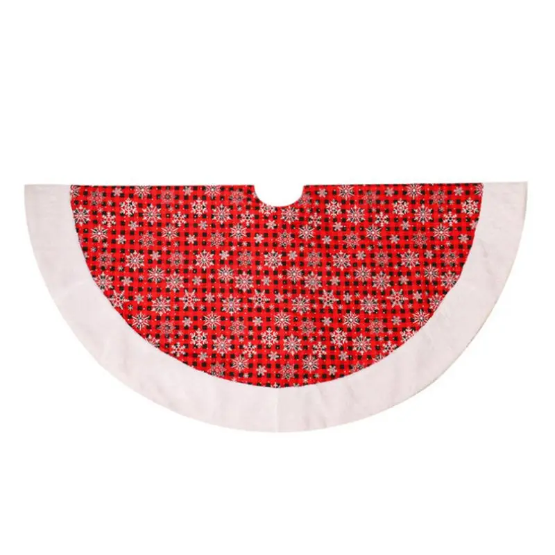 Non-Woven Christmas Tree Skirt 48 inches, Red and White Snowflakes Tree Skirts and christmas stocking for Christmas