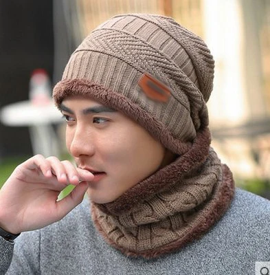 Зимние шапки для мужчин Skullies Beanie шапка зимняя шапка для мужчин и женщин шерстяной шарф шапка s Набор Балаклава маска Gorras Bonnet вязаная шапка - Цвет: Khaki All