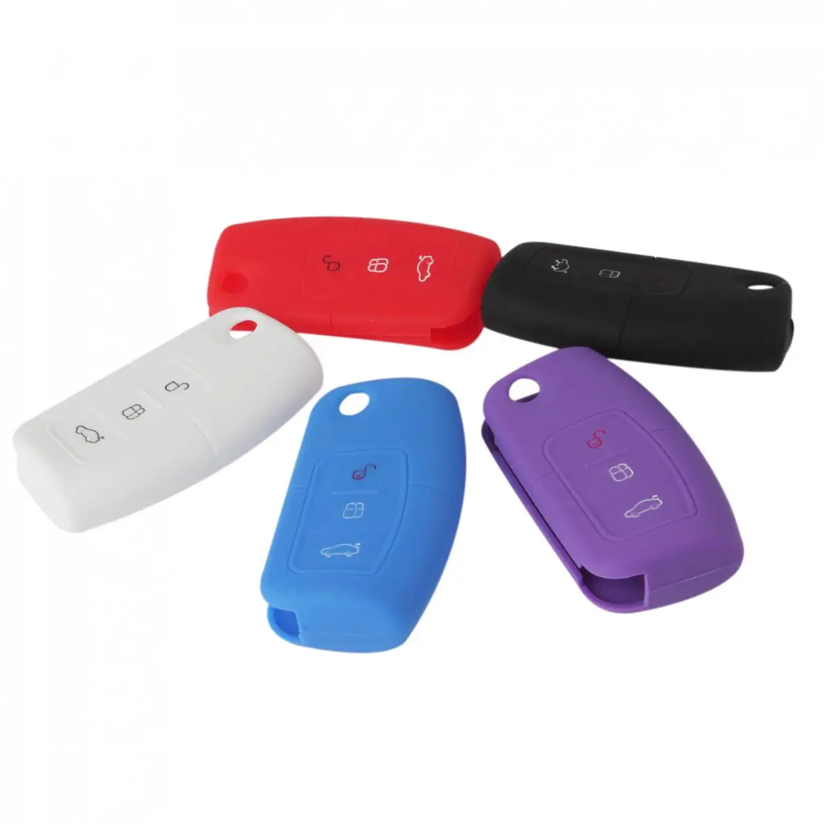

3 Buttons Silicone Car Flip folding key Cover Remote Case for Ford Fiesta New Arrival