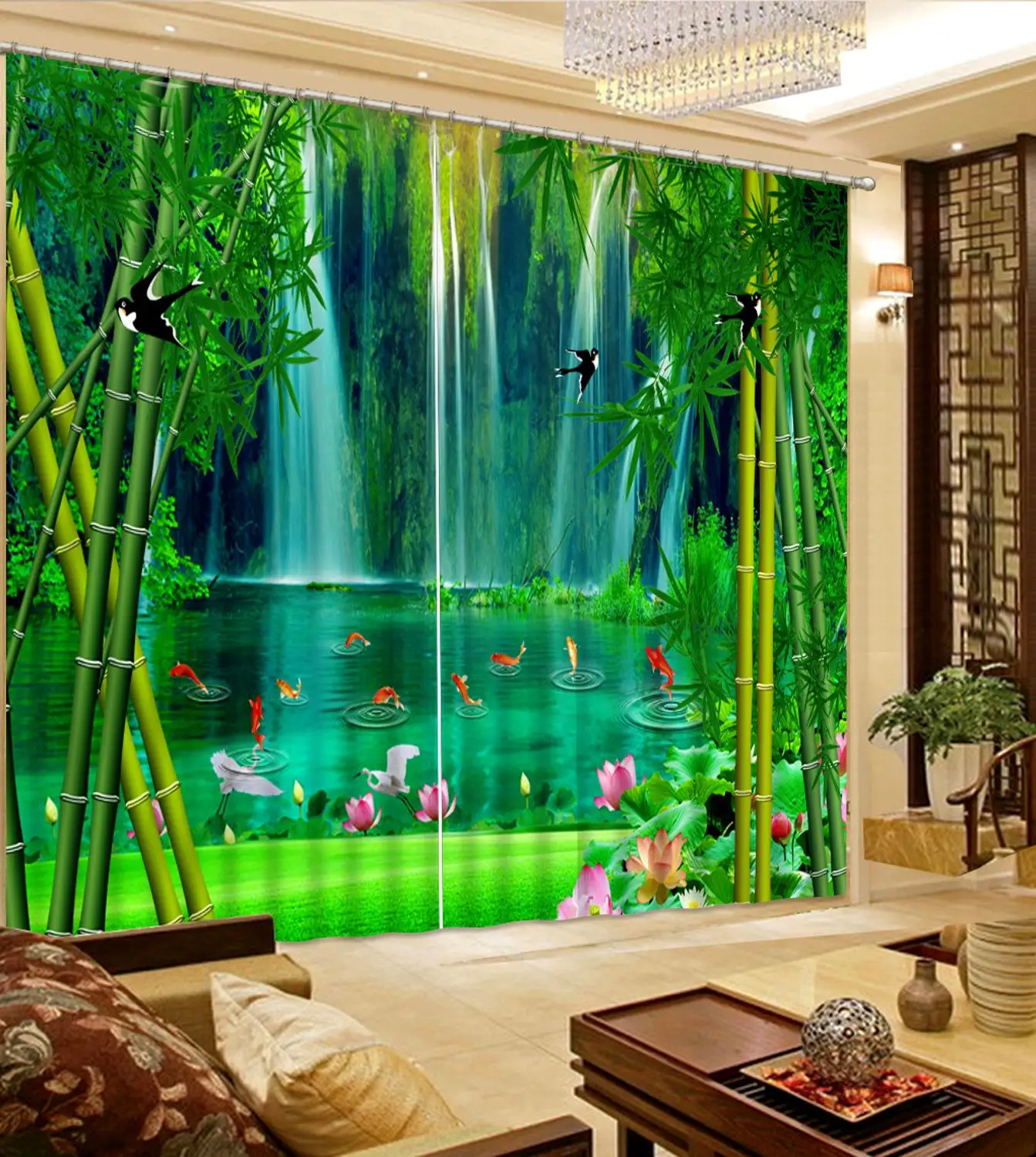 3D Curtains custom Waterfall scenery bedroom curtains for the living room Home Beautiful fashion | Дом и сад