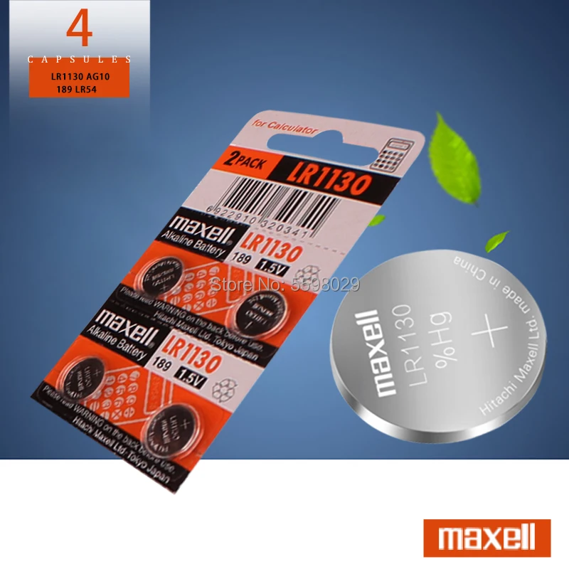 4 Uds 1,5 V para Maxell AG10 389 LR54 SR54 SR1130W 189 SB-BU L1130 1130 LR1130 baterías de botón de la célula alcalina de la batería,