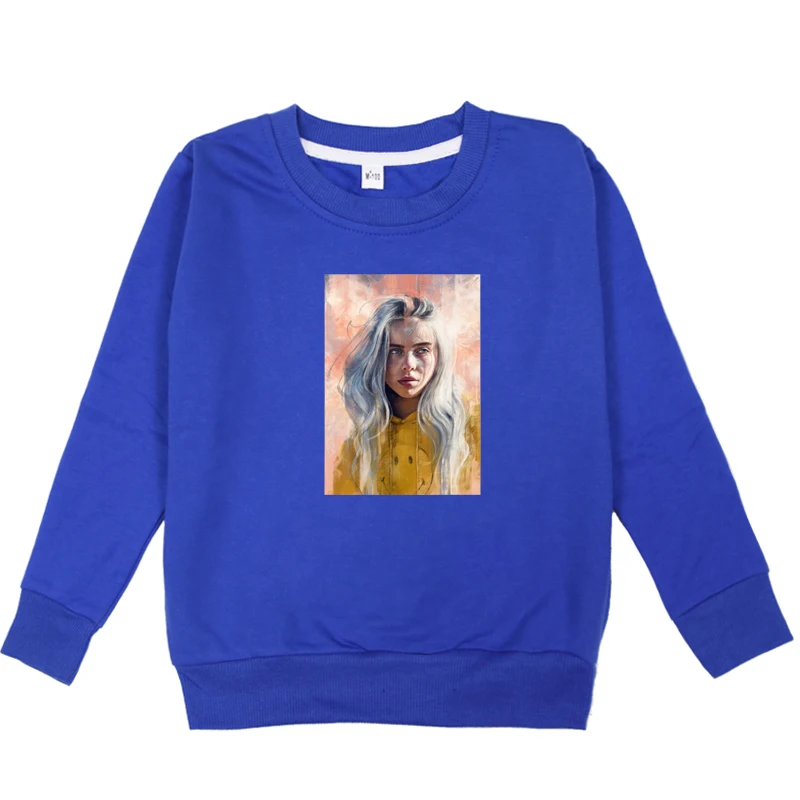 Новинка; Детские футболки Billie Eilish; осенняя одежда с капюшоном; Детские свитшоты; толстовки с длинными рукавами для маленьких девочек; толстовки с капюшоном для девочек