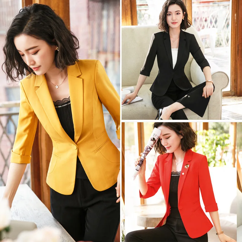 

Women Wear 2018 New Style Spring Clothing Ol Fashion Casual Elegant Half-sleeve Shirt Women's Suit Formal Wear Work Clothes Coat