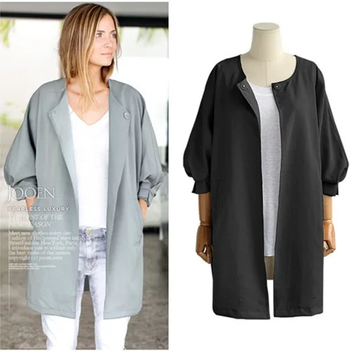 

2019 Autumn And Winter New Style Fashion Solid Color Loose-Fit Long Jacket Lantern Sleeve Trend Versatile Coat Europe And Americ