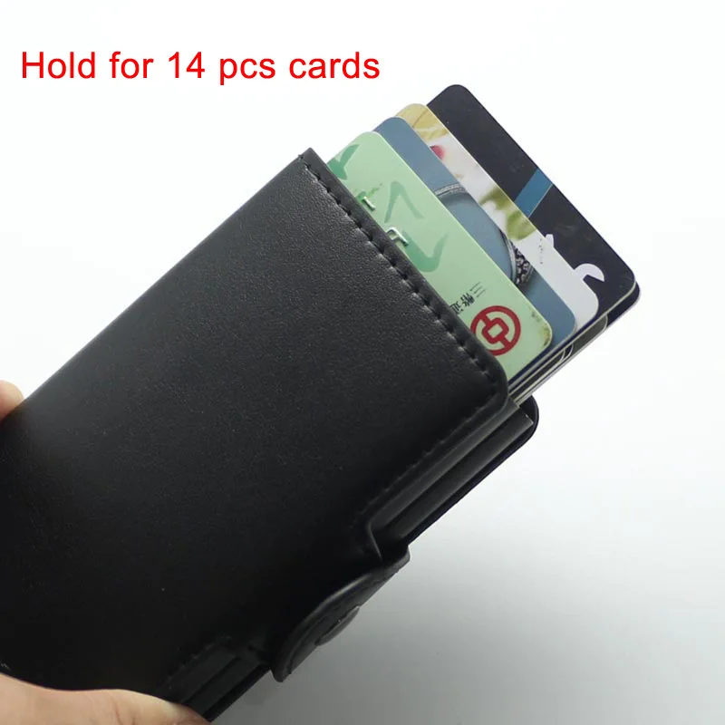 PU Автоматическая карта пакет RFID Экранирование Противоугонный кошелек из алюминиевого сплава большой емкости мульти-карты пакет ZF10179