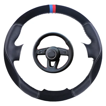 

Artificial leather car steering cover hand-stitched steering wheel braid for Audi A5 2017