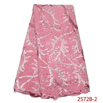 

Baby Pink Velvet Lace African Lace Fabrics Wholesale Nigerian Tulle Mesh Lace Sequence Lace Fabric for Bridal Materials QF2572B