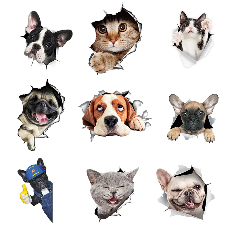 

4Pcs Auto Stickers 3D Stereo Anime Creative Personality Cat Kitten Dog Simulation Stickers Car Motocycle Styling Accessories