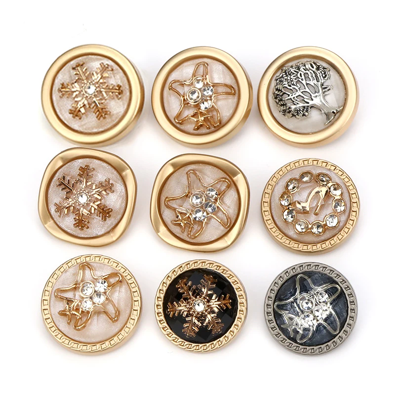 2 pcs metal buttons high-end luxury fur coat color diamond SAUSSUREA tall Sew buttons M-03