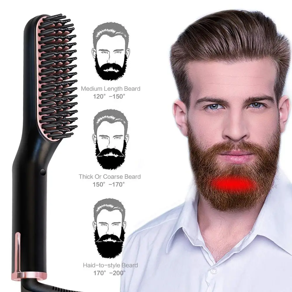 Электрический выпрямитель для бороды, парикмахерская расческа, выпрямитель для волос для мужчин, профессиональная щетка для выпрямления бороды для мужчин и женщин