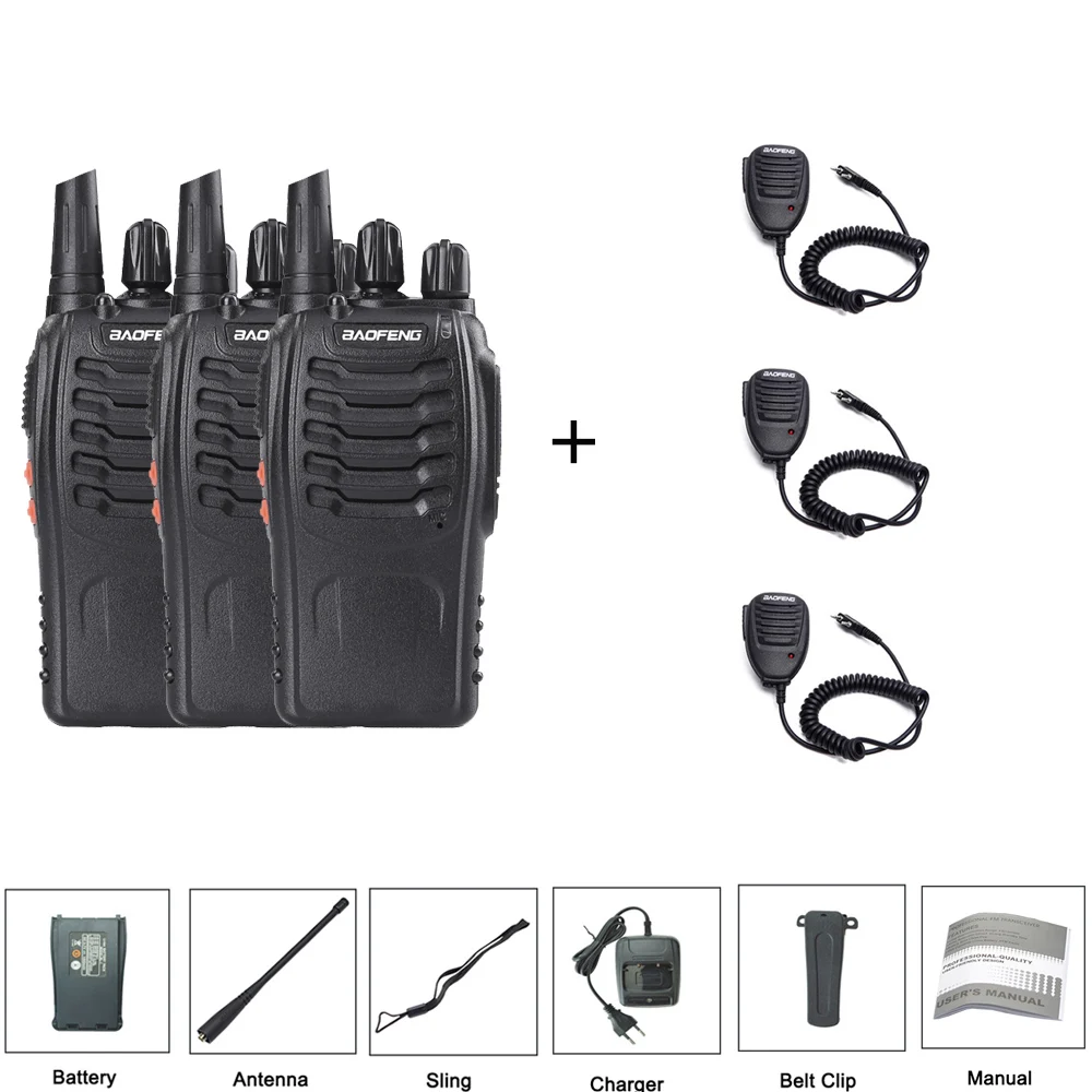 add 3mic 3 шт. 5 Вт Baofeng 888S удобная портативная рация 16 каналов UHF 400-470 МГц портативная двухсторонняя радиостанция BF 888S радиостанция - Цвет: add 3mic