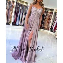 Новейшее арабское вечернее платье с разрезом сбоку трапециевидная открытая спина Великолепная кружевная мантия для выпускников на заказ; длинное строгие женские платья