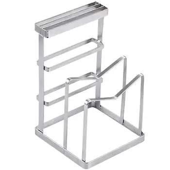 

1Pc Pot Lid Stand Practical Hollow-Out Handy Stainless Steel Chopping Board Rack Pot Cover Rack Pot Lid Rest for Kitchen Home