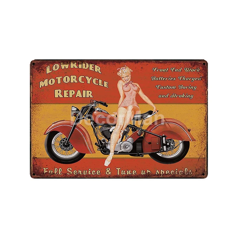 [DecorMan] мотоциклы Garage BSA сексуальная леди вывеска на стену на заказ плакат Route 66 Металлические Картины Бар Декор LT-1799 - Цвет: GLA-5990
