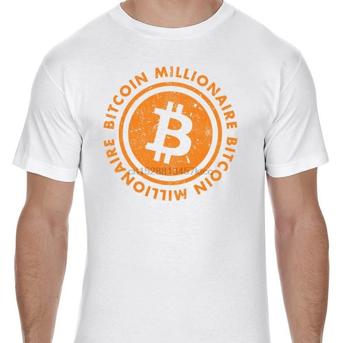 Bitcoin Millionaire Funny Distressed Style Adult Tops Tee T Shirt T-Shirt Summer Casual Wear | Мужская одежда