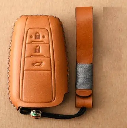 3Button brown Чехол из натуральной кожи с дистанционным управлением для Toyota CHR C-HR Prado Prius Camry Corolla RAV4 аксессуары - Название цвета: 3Button brown