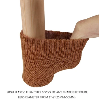 

24PCS Furniture Mat High Elastic Floor Protection Mat Anti-Slip Chair Leg Sock Cover Knitted Furniture Mat Brown