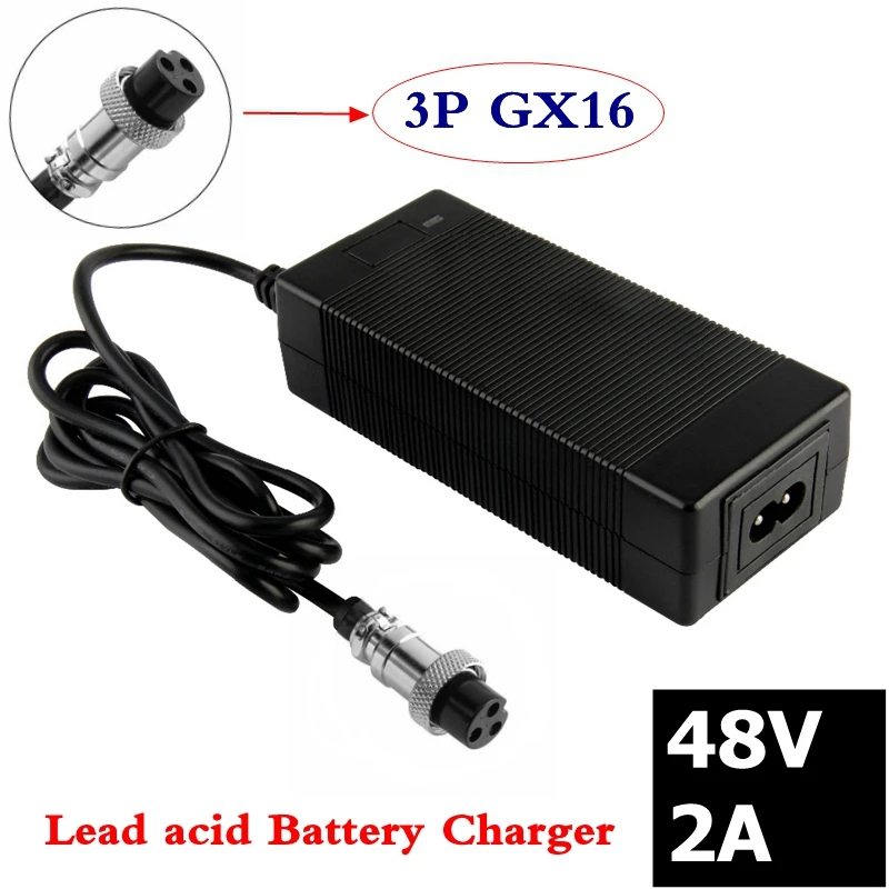 

48V 2A Lead acid Battery Charger for 57.6V Lead acid Battery Electric Bicycle Bike Scooters Motorcycle Charger 3P GX16 Plug