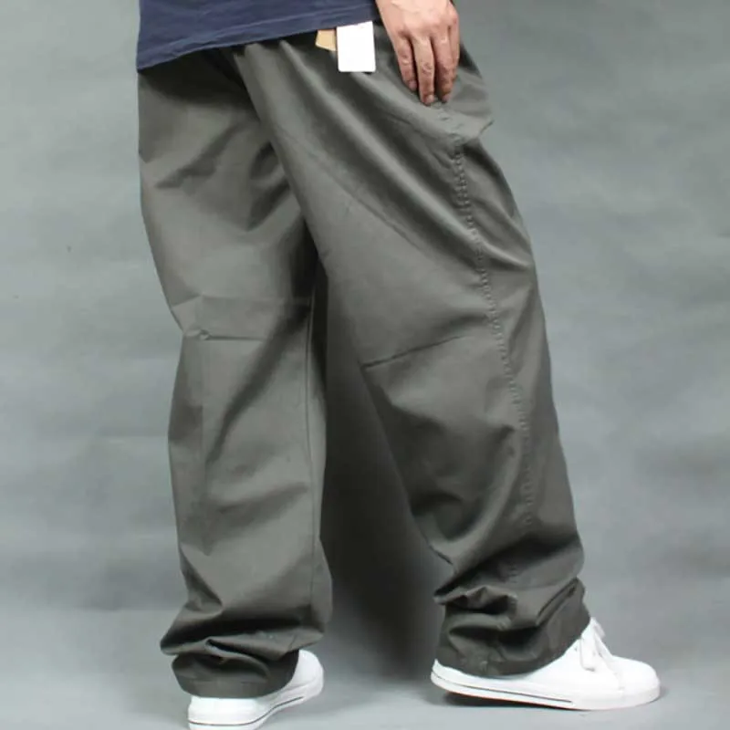 Thick 28 Army Green Мужские брюки-карго размера плюс, повседневные хлопковые брюки в стиле хип-хоп для бега, Свободные мешковатые с карманами, мужская одежда на весну и лето - Цвет: Thick 28 Army Green