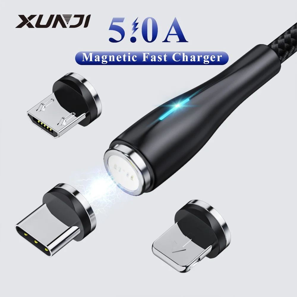 5A Магнитный зарядный кабель с разъемом микро usb типа C для быстрой зарядки