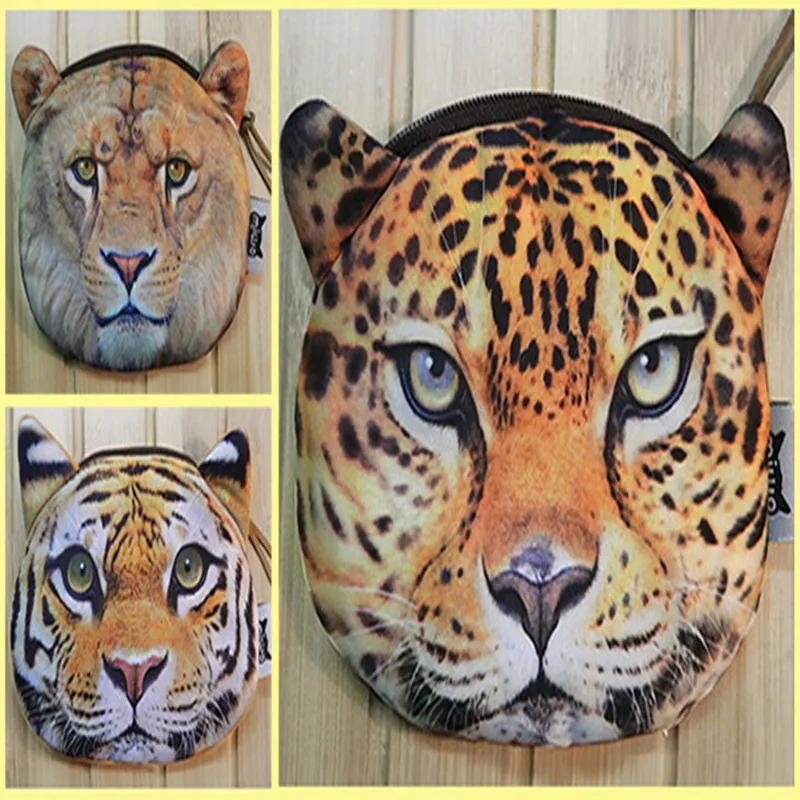 

Jungle Animal Purse Kitten Wallet Toy Purse 3D Digital Printing Tiger