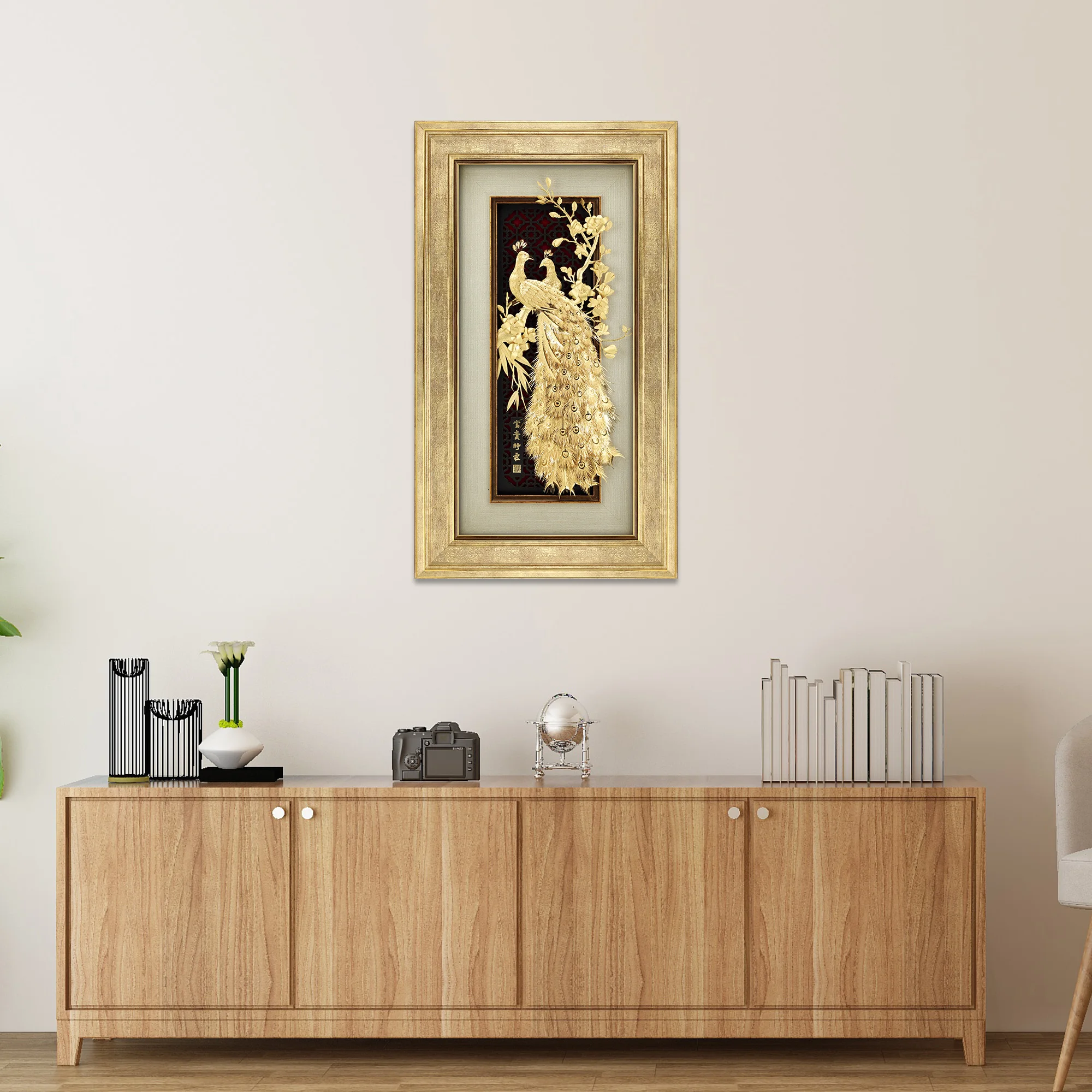Asklove 3D Золотой павлин картина 24 к Золотая фольга картины золотой Феникс настенные картины для гостиной украшение дома 31x54 см