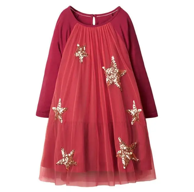 Новое хлопковое детское платье для маленьких девочек; повседневное кружевное платье с длинными рукавами и рисунком; сезон осень-весна; вечерние платья для девочек