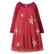 Новое хлопковое детское платье для маленьких девочек; повседневное кружевное платье с длинными рукавами и рисунком; сезон осень-весна; вечерние платья для девочек