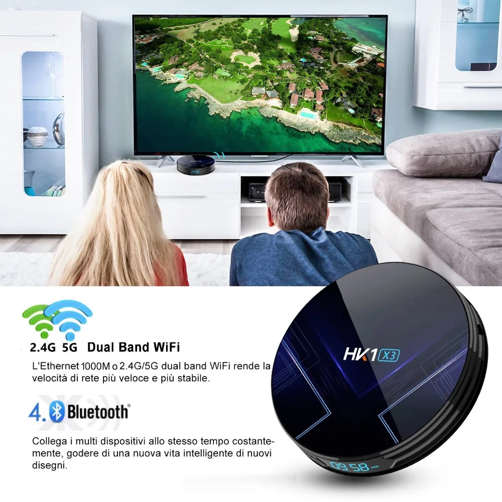 HK1X3 Android 9,0 Smart tv Box 4 Гб ОЗУ 32 ГБ/64 Гб/128 Гб ПЗУ Amlogic S905X3 четырехъядерный медиаплеер телеприставка PK A95X F3 X96 AIR
