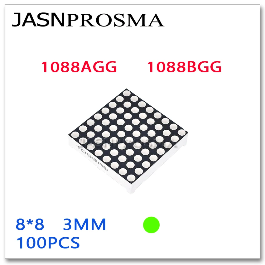 JASNPROSMA 8x8 3 мм нефритовый светодиодный светодиод 32 x 100 шт. 1088AGG 1088BGG анодный катодный