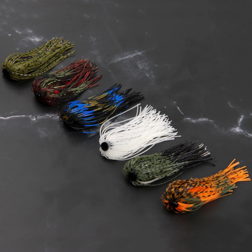 6Pcs Jig Skirt 50 Strands Silicone Skirts Wire Fishing Lure