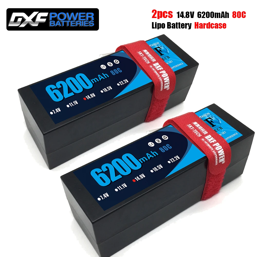 2 pièces DXF 2S 7.4V 6200mAh Lipo 4S 14.8V 80C 160C étui rigide batterie au Lithium polymère batterie pour voiture RC bateau Drone Robot FPV camion (lot de 2)