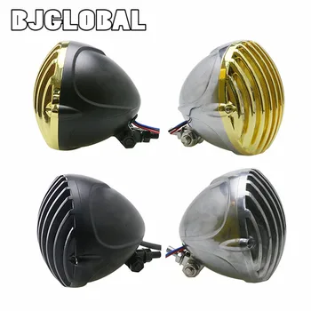

New Motorcycle Retro Grill Cafe Racer Headlights H4 Lights For Harley Touring Custom Chopper Bobber Honda Kawasaki Yamaha Suzuki