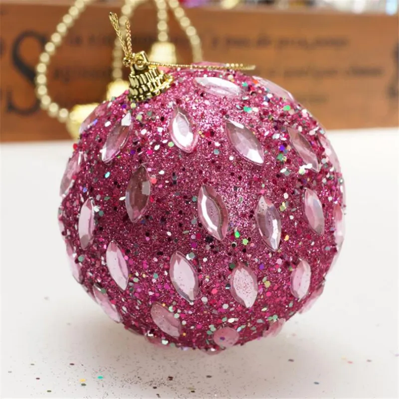 2 шт 8 см ручной работы паста дрель Рождественские шары Merry Christmas Tree подвесные украшения Рождественские шары для украшения вечерние DIY Декор - Цвет: color 3