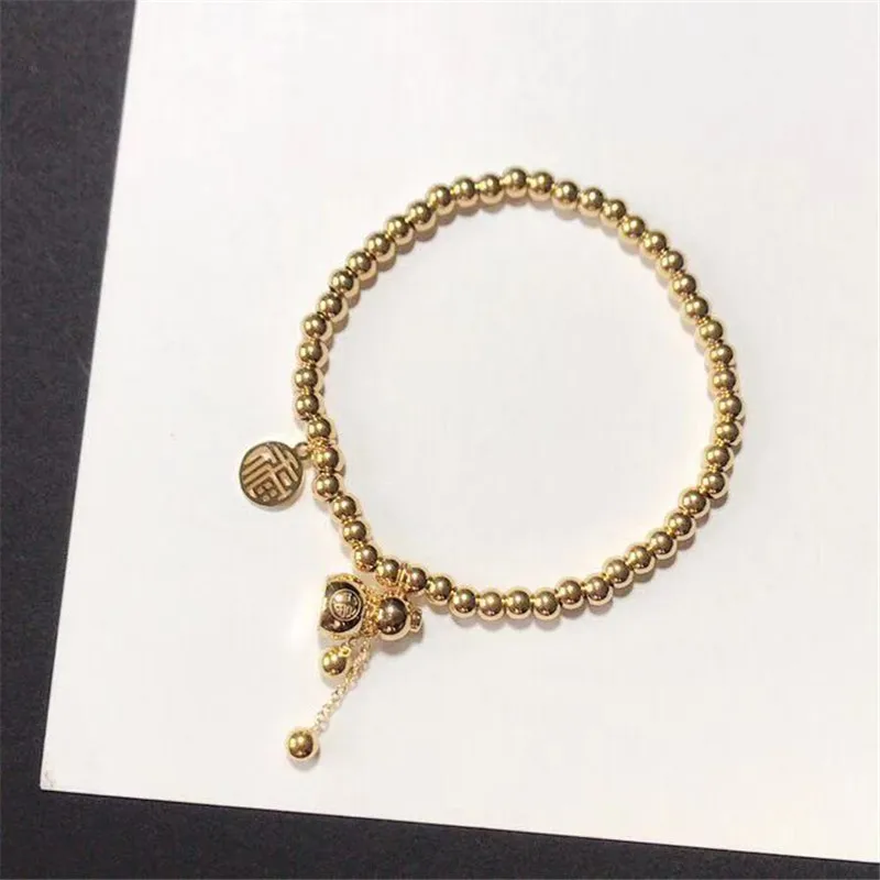 gold YUN RUO Good Fortune Calabash растягивающийся браслет для женщин подарок на день рождения розовое золото цвет мода Titainum сталь Ювелирные изделия никогда не выцветает - Окраска металла: gold