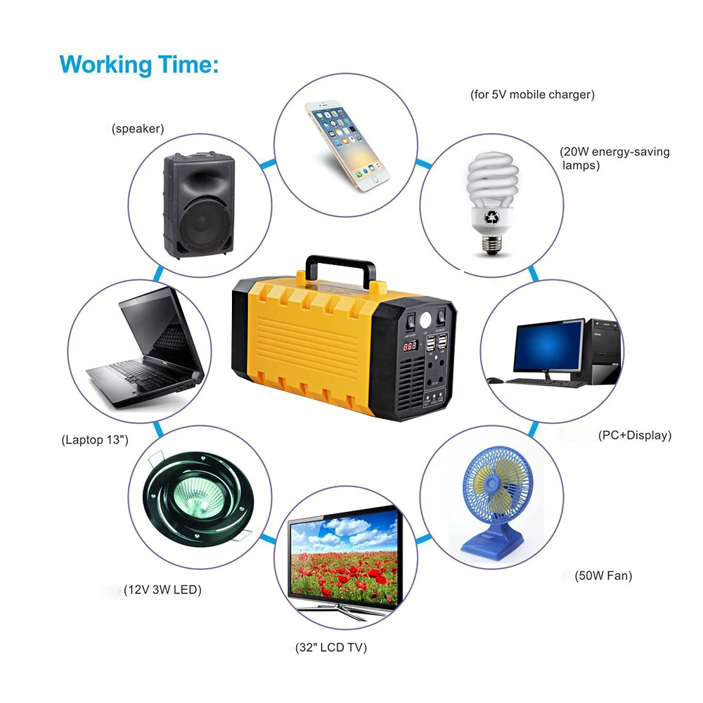 UPP 277Wh Солнечные генераторы 500W Портативный Мощность станция 12V 25Ah CPAP резервного копирования Батарея Питание с 2AC розетка/4DC Выход/4USB