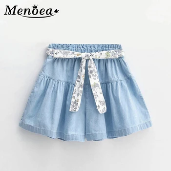 

Menoea Girls Jeans 2020 Summer Fashion Style Girl Denim Pants With Flower Belt Children Shorts Trousers for 4-9Y