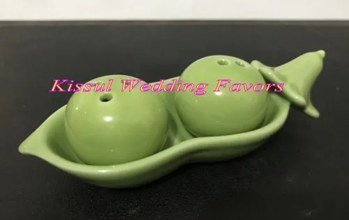 Two Peas in A Pod Ceramic Salt & Pepper Shakers (Set of 4)