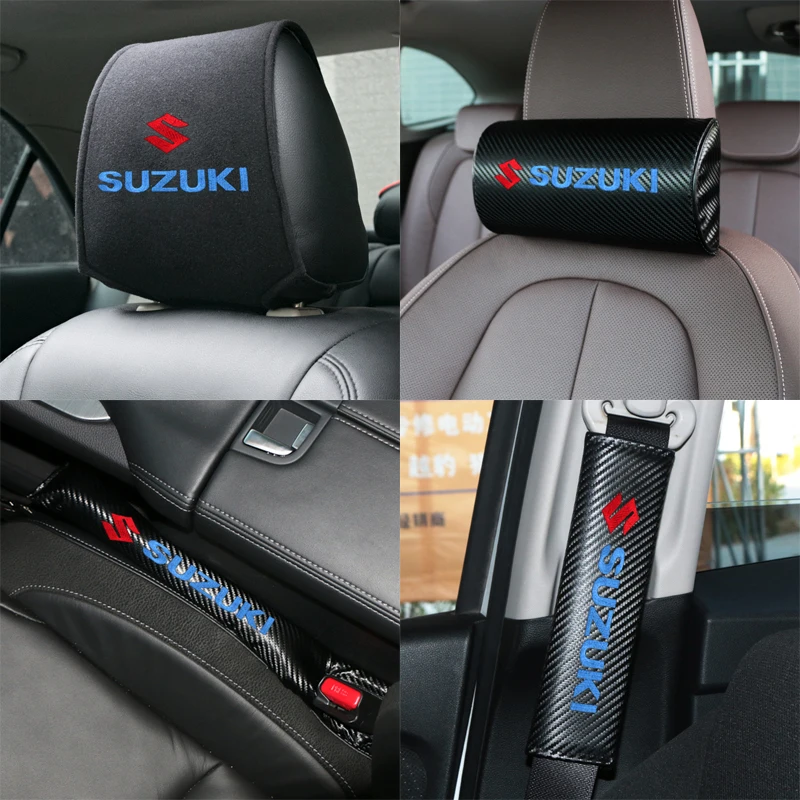 

New Arrival car neck pillows pu leather headrest filled fiber car pillow for Suzuki SWIFT VITARA SX4 Alto jimny