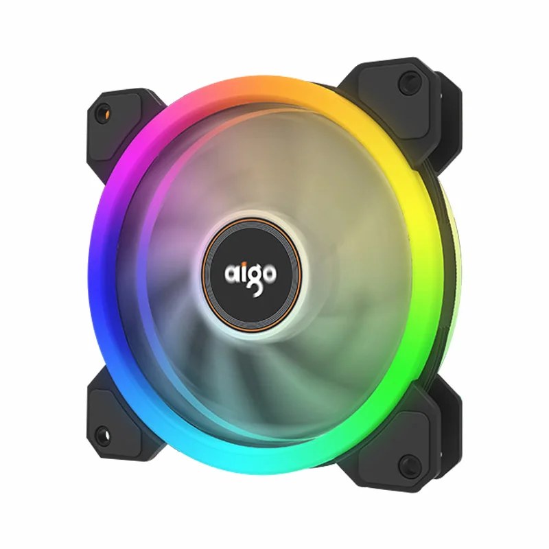 Aigo DR12 чехол для компьютера вентилятор 120 мм бесшумный радиатор кулер 4Pin интерфейс Охлаждающий радиатор дистанционная регулировка скорости вентилятора цвет RGB