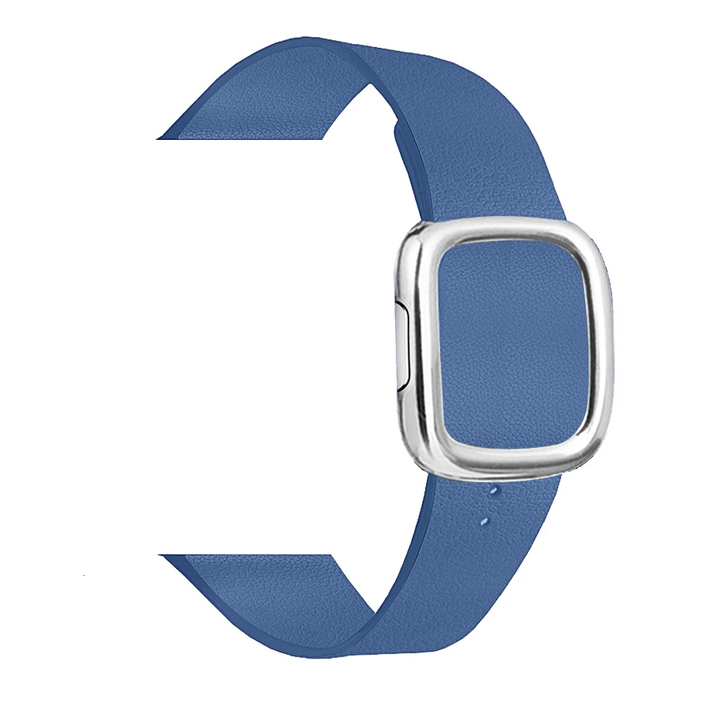 Кожаная Петля ремешок для apple watch группа 5 4 44/40 мм современный стиль браслет на запястье, аксессуары для наручных часов iWatch серии 3/2/1 42/38 мм - Цвет ремешка: Cape Blue silver