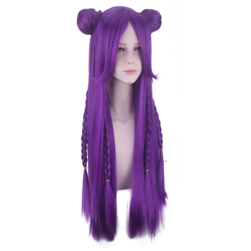  wig Game Character LOL K/DA Kaisa Cosplay Wigs 80cm Long Purple KDA Heat Resistant Synthetic Hair P