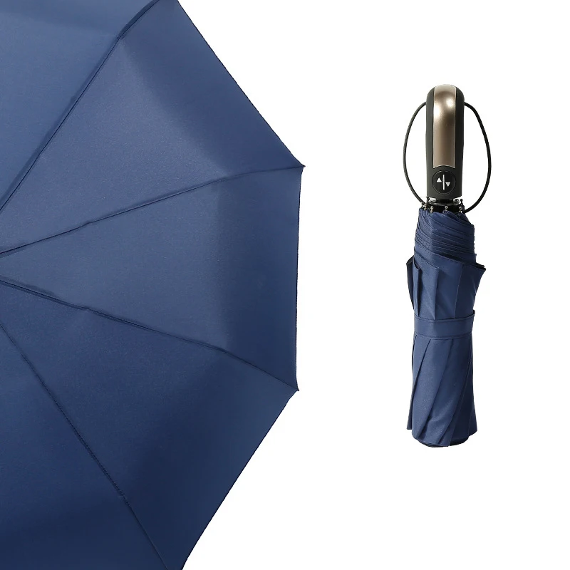 Navy 10K Parasol Wind Resistant Folding Automatic Umbrella Rain Women Auto Luxury Big Windproof Umbrellas Rain For Men Black Coating - Цвет: Navy