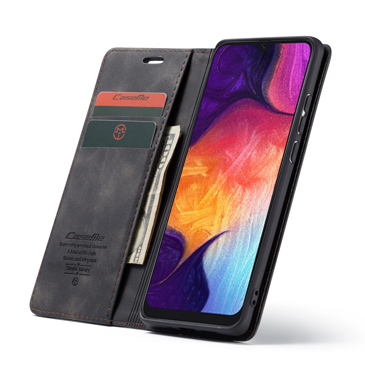Чехол MEGSHI для Samsung A30 A20, кожаный чехол-книжка на магните, чехол-книжка для Samsung A70 - Цвет: Black