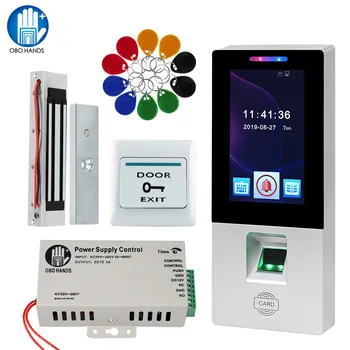 

OBO RFID Access Control System Kit Fingerprint Biometric Touch Electric Magnetic Lock Bolt Strike Door Locks USB Time Attendance