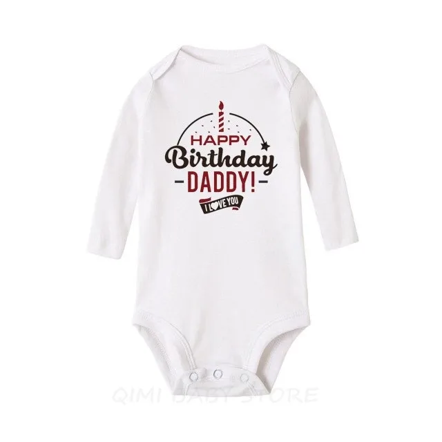 Боди для новорожденных с надписью «Happy Birthday Daddy»; хлопковый комбинезон с длинными рукавами для маленьких мальчиков и девочек; боди для малышей; комплект одежды - Цвет: A5-White