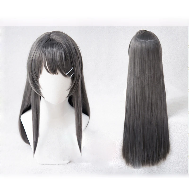 sexy costumes for women Sakurajima Mai Cosplay Wig Rascal Does Not Dream Of Bunny Girl Senpai Heat Resistant Synthetic Long Gray Hair Wigs + Wig Cap anime dress