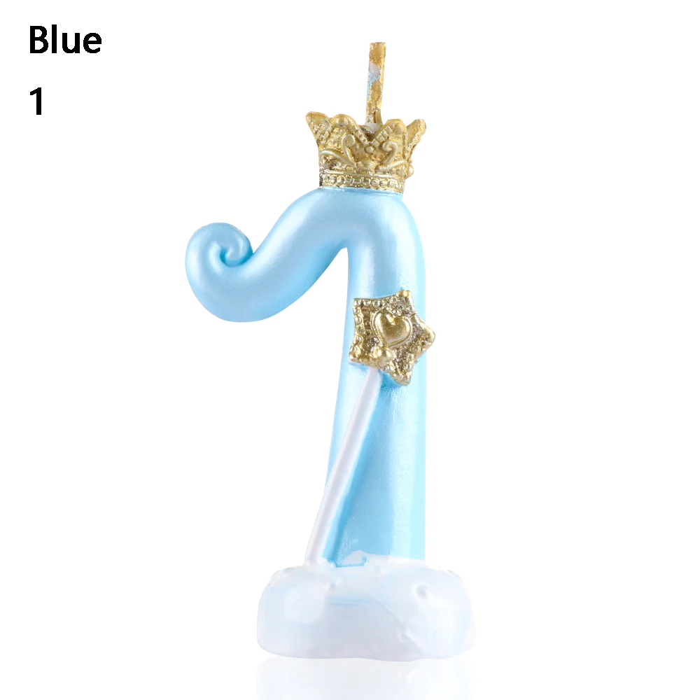 1 Blue 1 шт. 0-9 цифры с днем рождения корона для торта свеча цифровая Свеча для торта выпечка в подарок вечерние украшения свадебные принадлежности - Цвет: 1 Blue