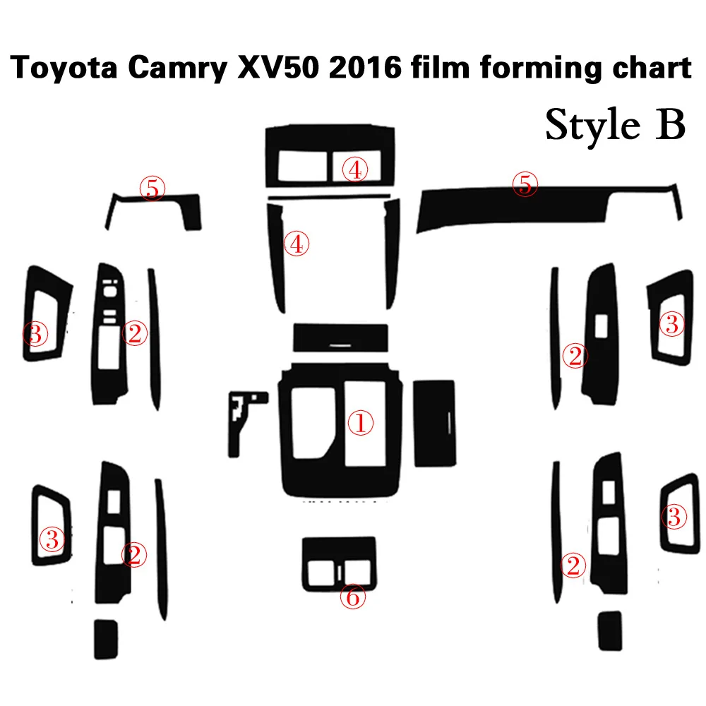 Для Toyota Camry XV50 2012- ВНУТРЕННИЙ центральный Управление Панель дверная ручка 5 мм Углеродистой волокно наклейки стайлинга автомобилей аксессуары
