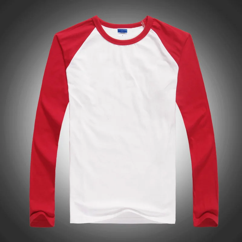Футболка реглан с принтом на заказ, футболки с длинным рукавом для мужчин, DIY, свой собственный дизайн, футболки с логотипом, повседневные топы, осенняя одежда - Цвет: Красный